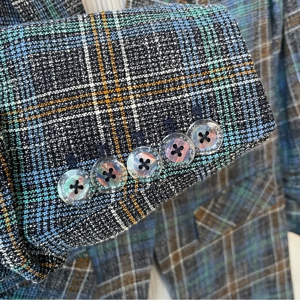 Veronica Beard Martel Dickey Jacket Blue Multi Plaid Blazer size 2 - Picture 5 of 15